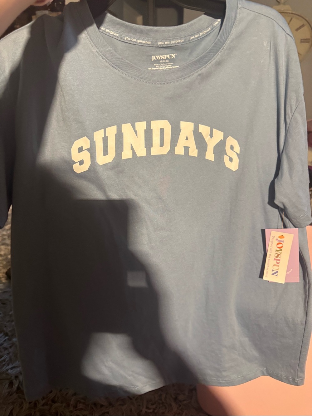 JOYSPUN 'SUNDAYS' Graphic Tee pijama set - Dusty Blue